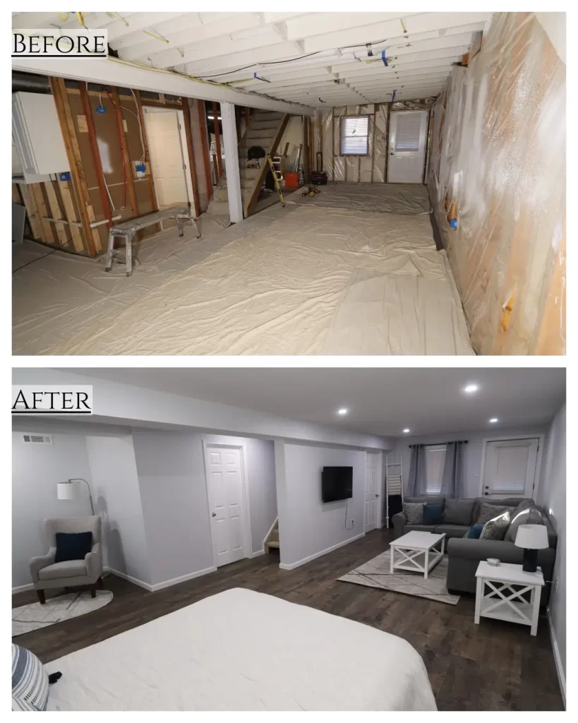 basement before and after